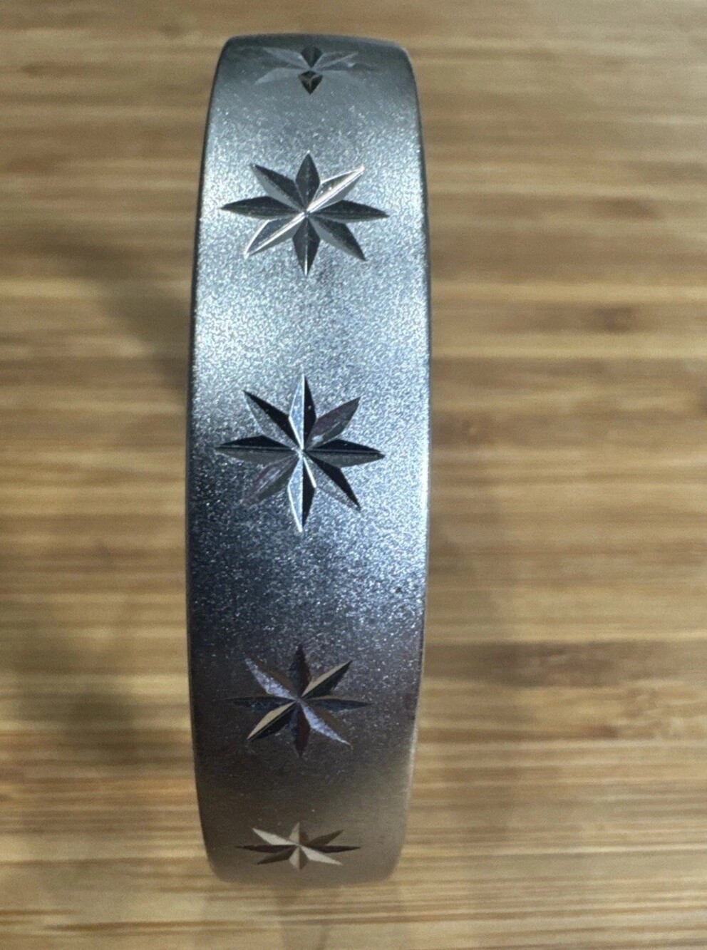Wide Silver Tone Starburst Bangle Bracelet Atomic Celestial Wizard Halloween